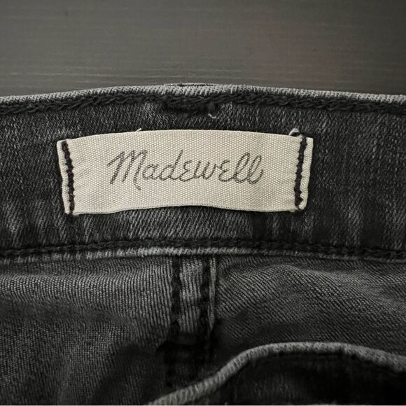 Madewell Jeans Women Sz 27T Black Charcoal 9" High Rise Skinny Button Font Denim - Picture 10 of 16